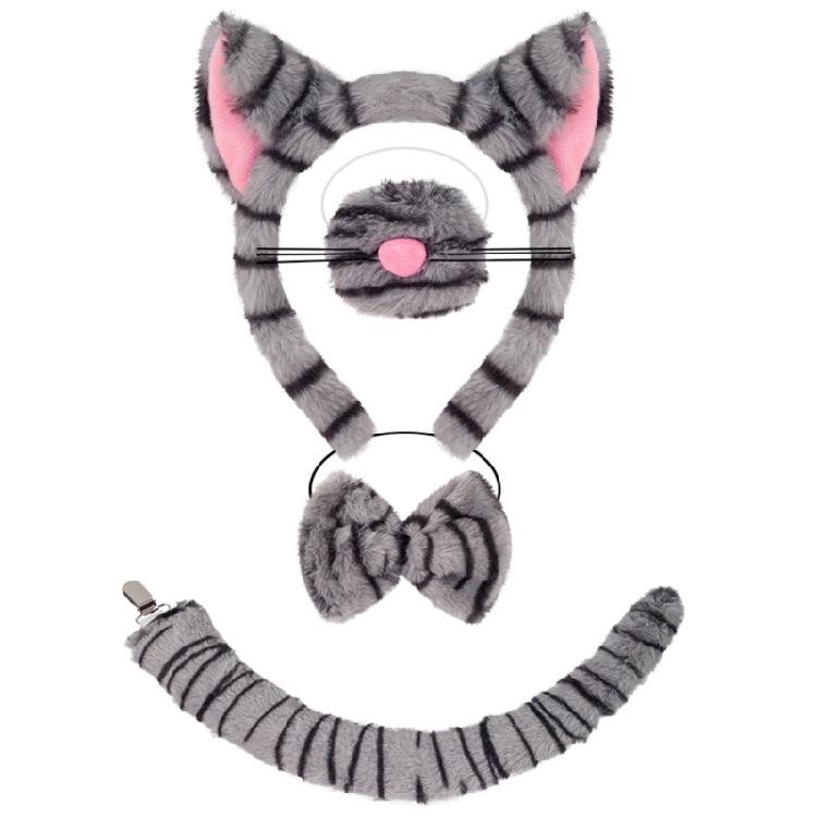 Kids Animal Costume Cats Ears Headband Bowtie Tutu Skirt Tail Set Cats Costumes Accessories for Halloween Party Decors