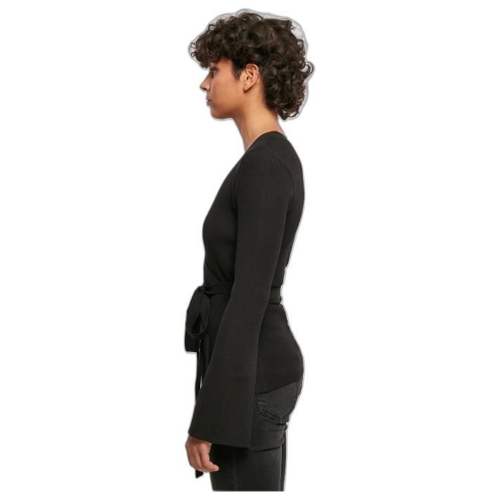 Cardigan - URBAN CLASSICS - Noir - XL - Maille - Ceinture - Bouton Intérieur