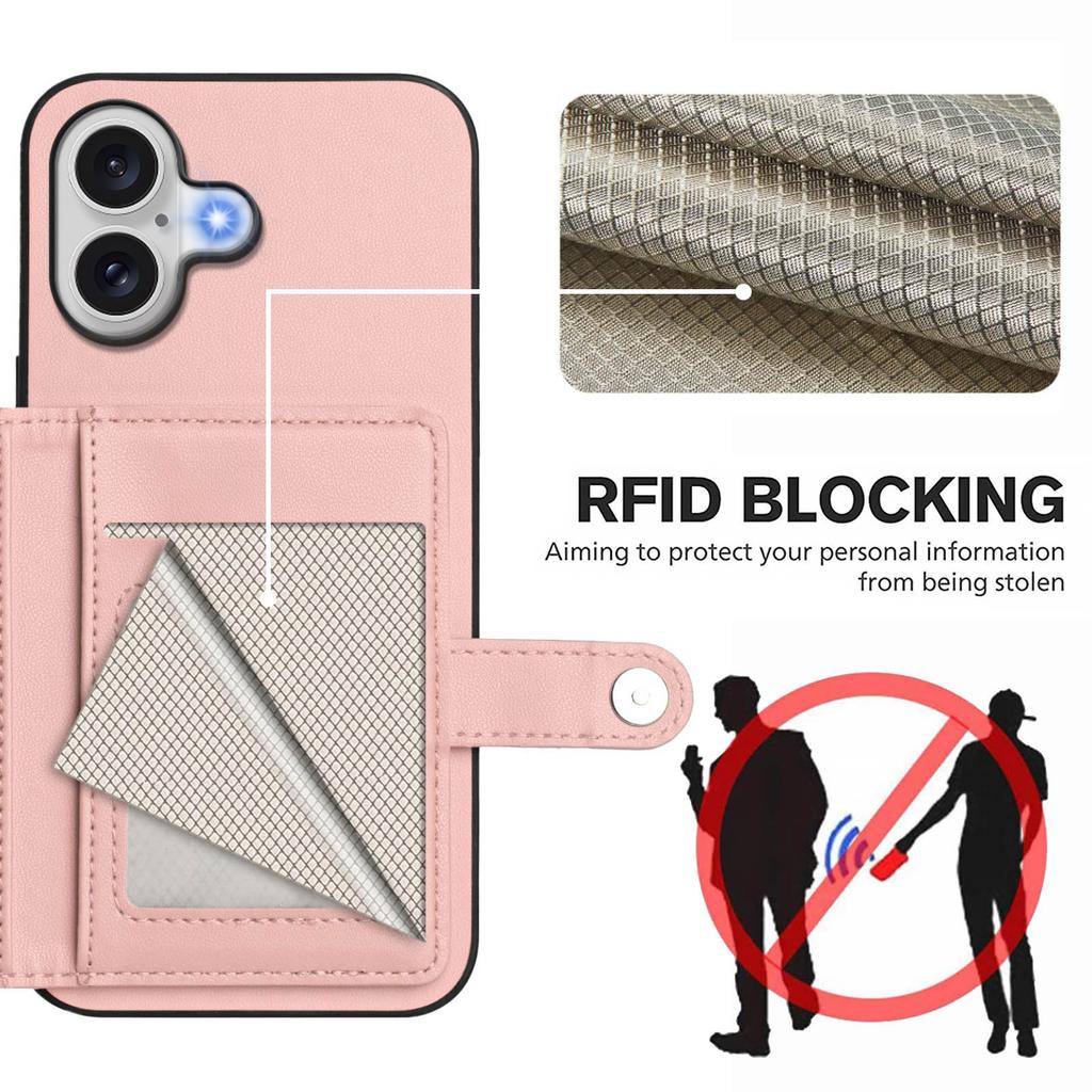 For iPhone 17 Case RFID Blocking Card Holder Kickstand TPU + PU Leather Phone Back Cover