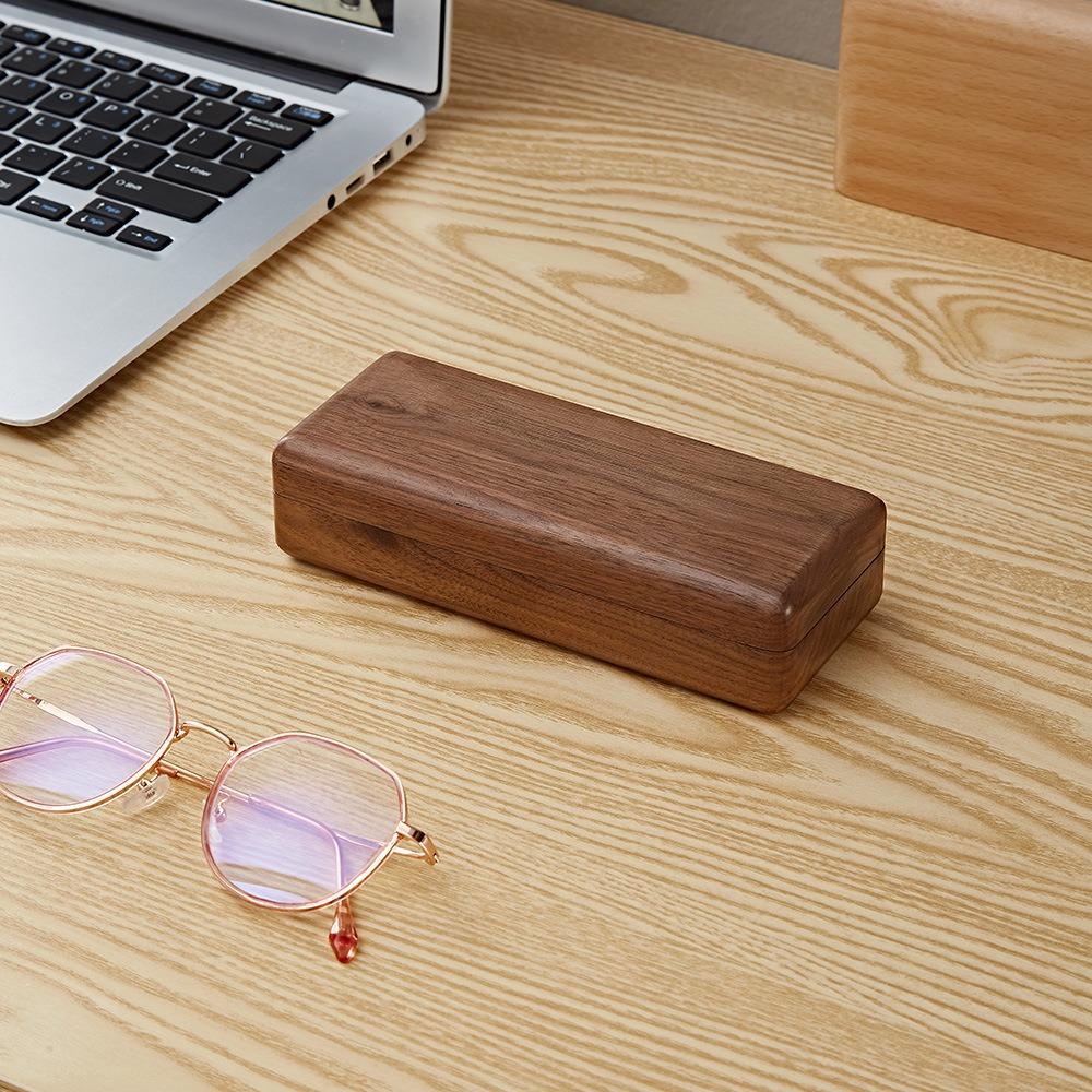 Outdoor Solid Wood Myopia Storage Box Glasses Case Wooden Case Black Walnut