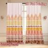 Set Of 2 Boho Flat Printing Curtains Without Rod Geometric Pattern Design New Year Festival Fashion Versatile Curtain Polyester