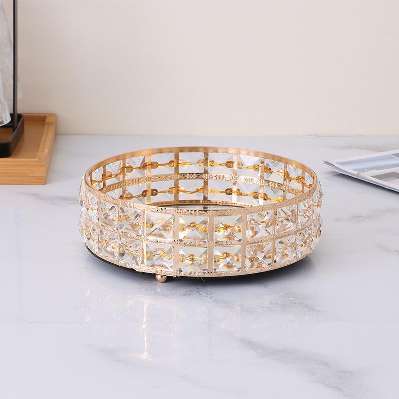 Luxury Glass Mirror Fruit Bowl and Crystal Snack Tray