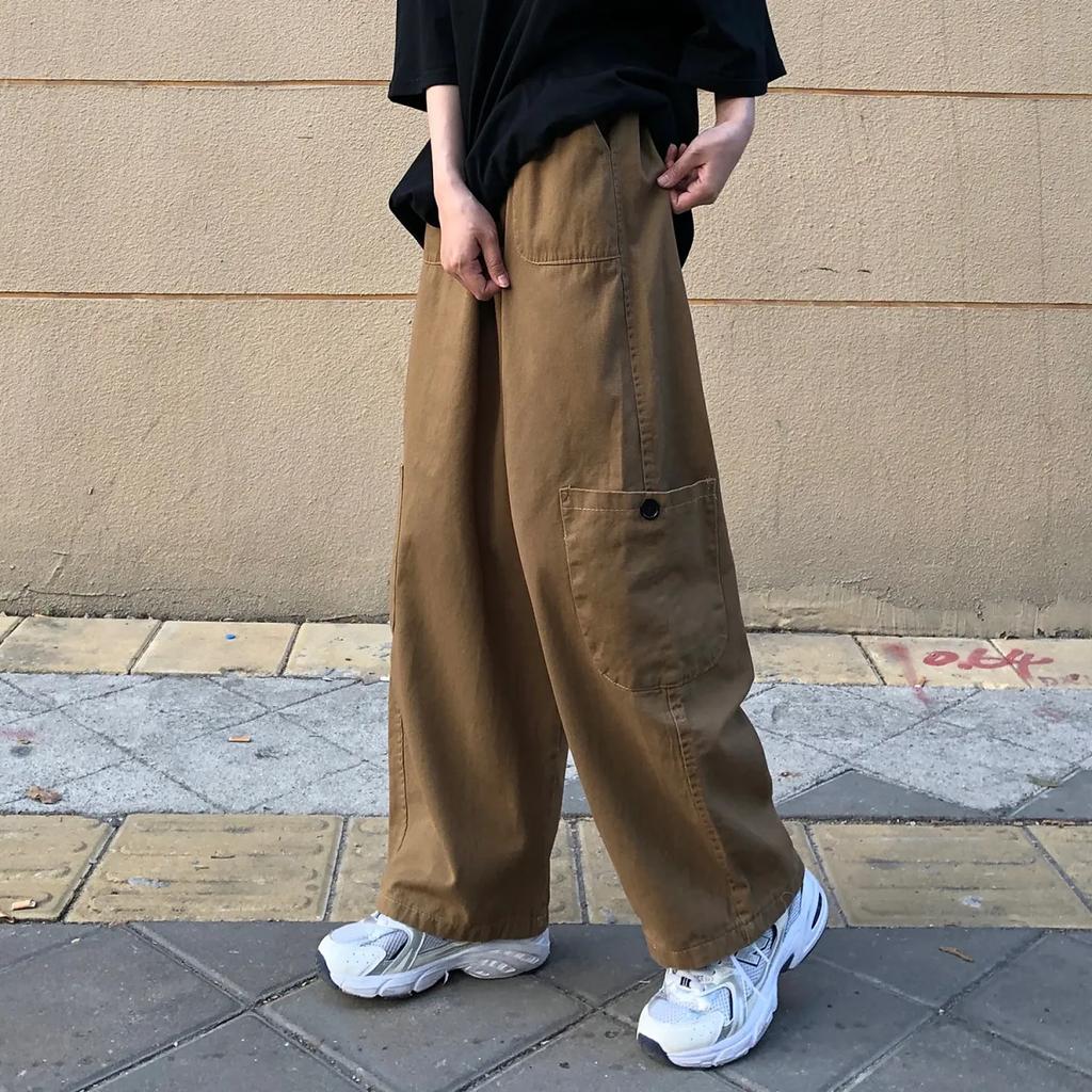 Japanische Freizeit-Arbeitshose Retro Locker Gerade Hängende Weitbein-Hose Frühling Herbst