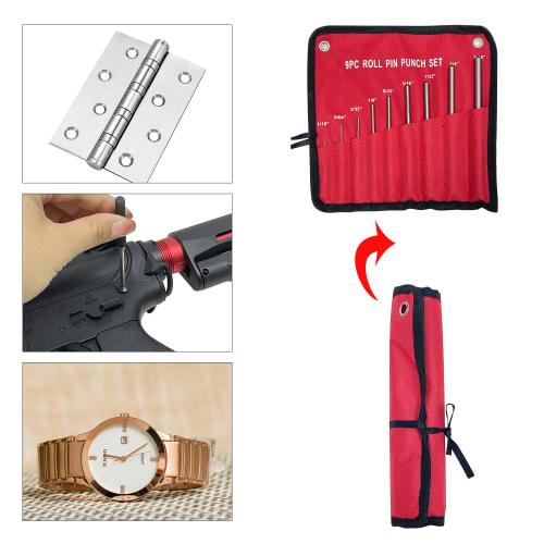 Socpuro Pin Punch Set, 9-Piece Set, 1.5/2.0/2.5/3.0/4.0/4.7/5.5/6.3/7.9mm, Includes Hammer, Roll Pin Punch, DIY Center Punch, Pin Removal Tool for Mac