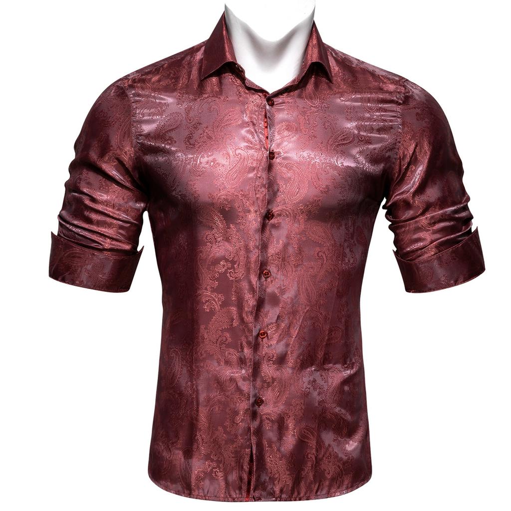 Buy Barry.Wang Burgundy Red Silk Shirt 