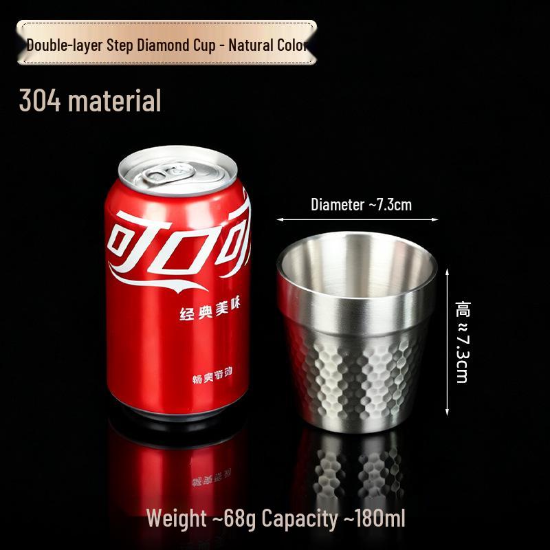 Korean Industrial Style 304 Stainless Steel Double-Walled Gold Beer Mug and Tea Cup