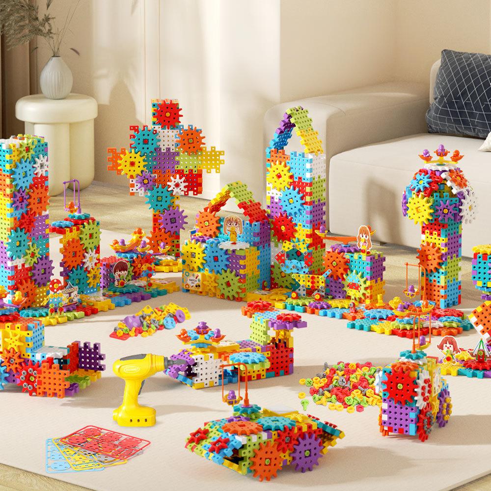 Electric STEM Building Blocks DIY Educational Toy Interlocking Gears Motorized Construction Kit Science Learning for Kids