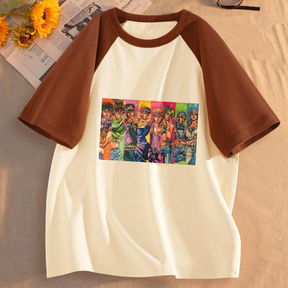 Jojo Bizarre Adventure Steel Ball Run Mädchen Anime Ästhetik Klassisch Trendiges T-Shirt Retro Grafik Digitale Popkultur Bunt