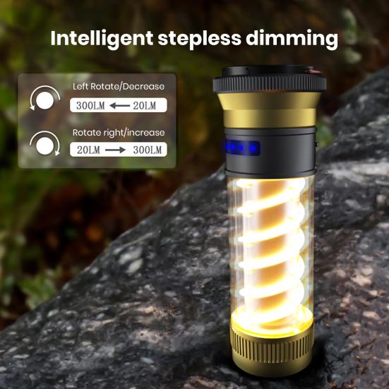 

Camping Lamp with Hanging Ring Adjustable Brightness Magnetic Design Multifunctional Powerful Illumination Rechargeable Portable LED Flashlight золотистый