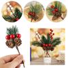 Branches Gift Wrap Pinecone Artificial Flowers Home Floral Decor Christmas Ornament Xmas Tree Decor