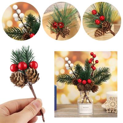 Branches Gift Wrap Pinecone Artificial Flowers Home Floral Decor Christmas Ornament Xmas Tree Decor