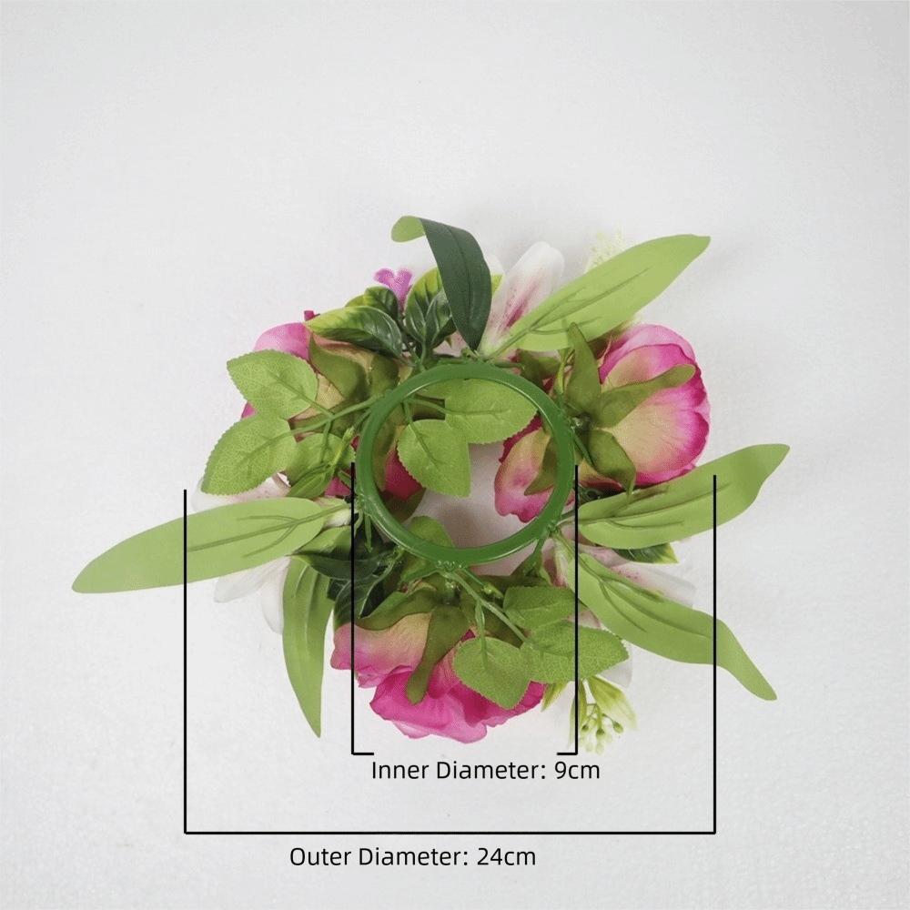Umělé květiny Prsten na svíčku Simulovaný mini růžový věnec Věnec na svícen Vánoční ozdoba