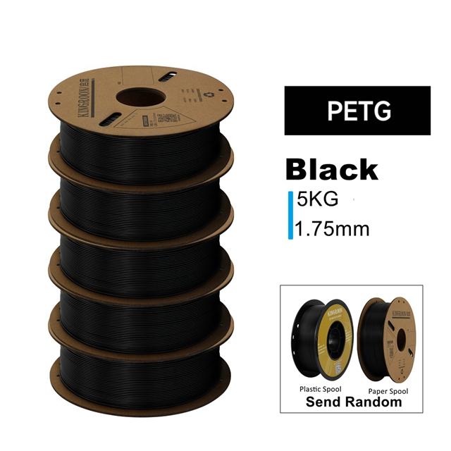 KINGROON 3D Printer Filament PLA PETG TPU ABS 5KG Bundle Black White Gray 1.75mm No Bubbles Plastic 5x1kg/Roll, Random Spool