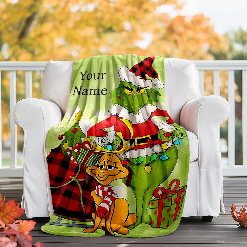 Customizable Crunch Christmas Throw Blanket – Personalized Name, All-Season Cozy Snug Blanket, Machine Washable, Personalized Blanket