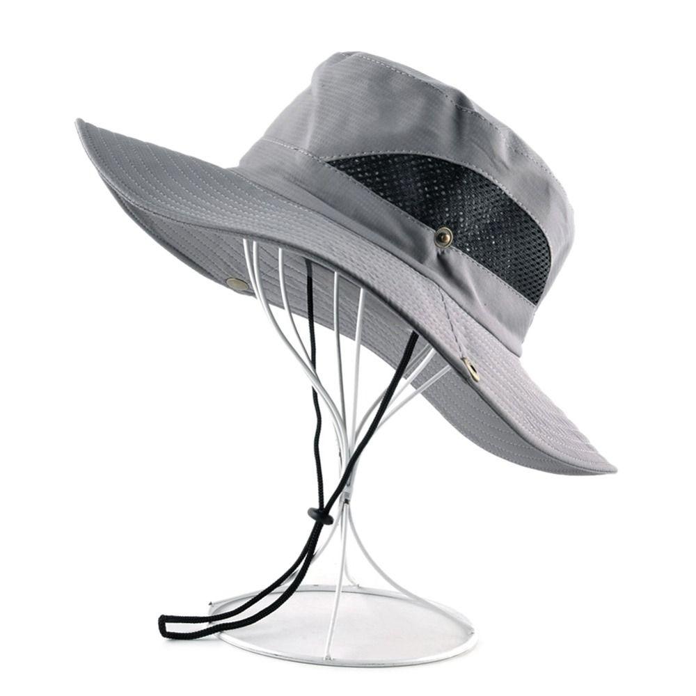 Windproof Portable Big Visors Wide Brim Anti-UV Fishing Cap Breathable Foldable Bucket Hat Hiking