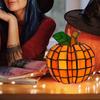 Stained Glass Pumpkin Lantern Handmade Halloween Pumpkin Lamp Starry Night Glass Decor Indoor Fall Decoration