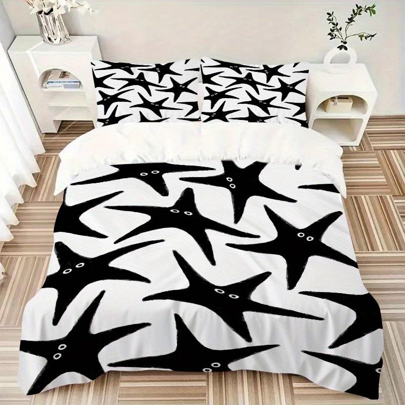 3pcs Starfish Pattern Bedding Set, Breathable and Soft, Suitable for All Seasons, Ideal for Home Use, Suitable for Bedroom Decor 21140