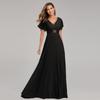 Chiffon Spring Summer Long Dress With Deep V Neck And Ruffle Details For Formal Events