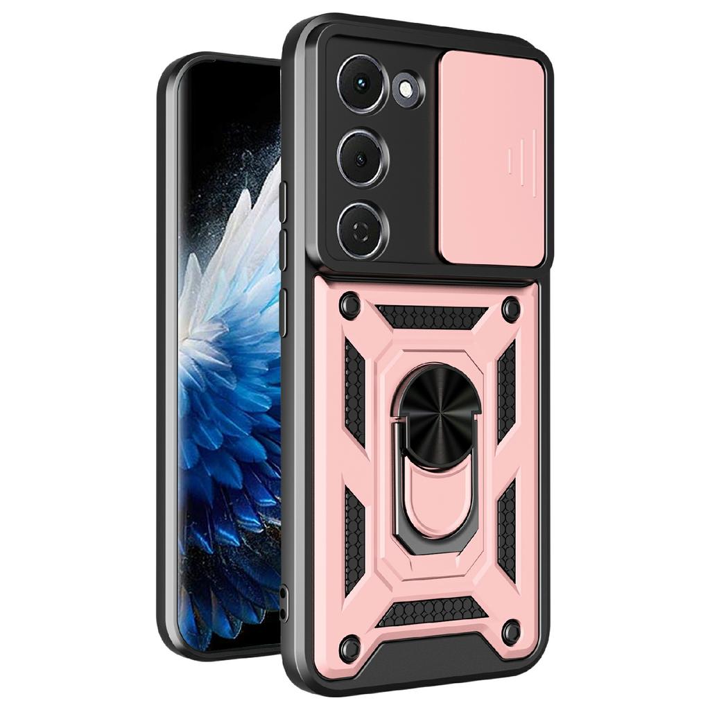 For TECNO Spark 40 Pro+ 4G Case with Slide Camera Lid PC + TPU Kickstand Phone Cover