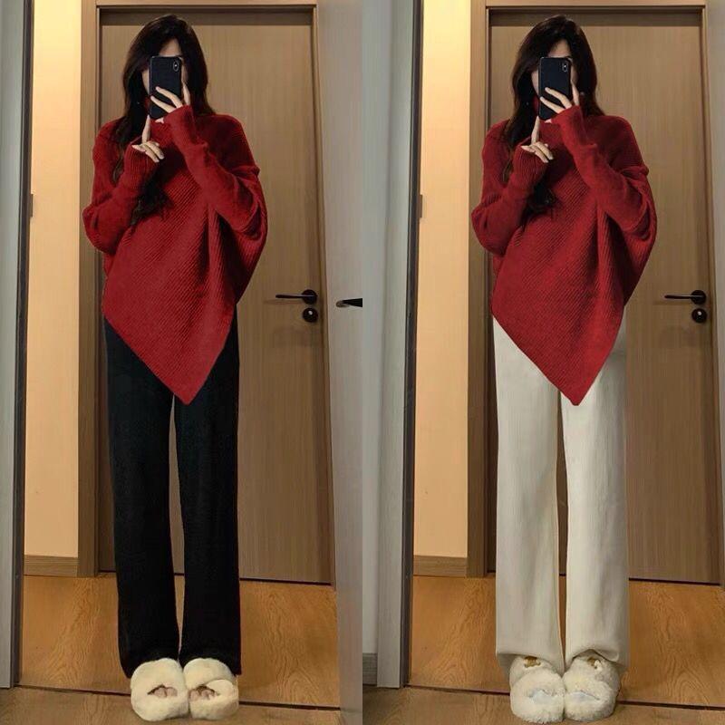 Autumn and Winter New Irregular Turtleneck Sweater Women's Gentle Lazy Style Casual Pullover Knitted Top