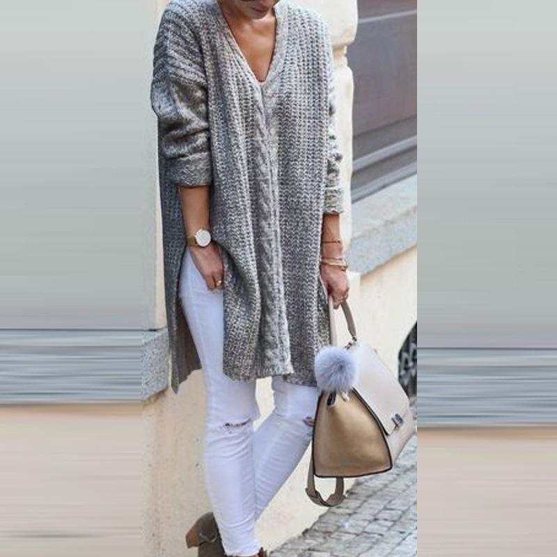 Pulover tricotat de lungime medie pentru femei, european și american, iarna 2023