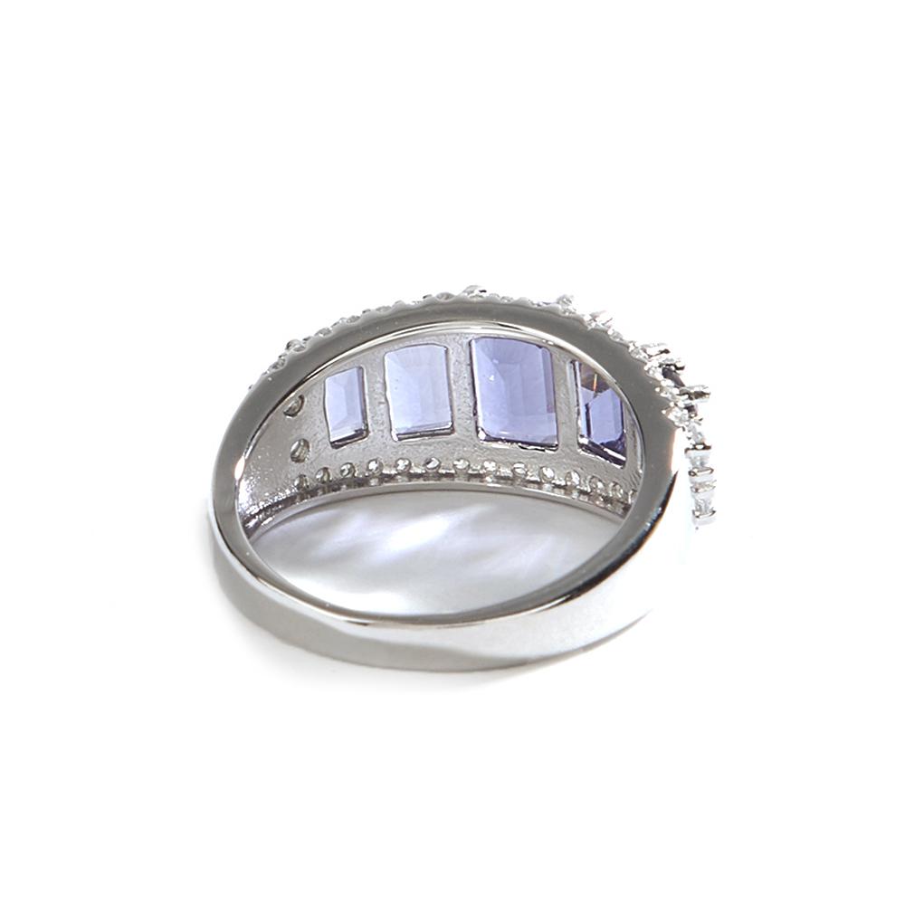 Classic design 925 sterling silver women's ring natural octagonal iolite real gemstones fine jewelry for Anniversary party gifts