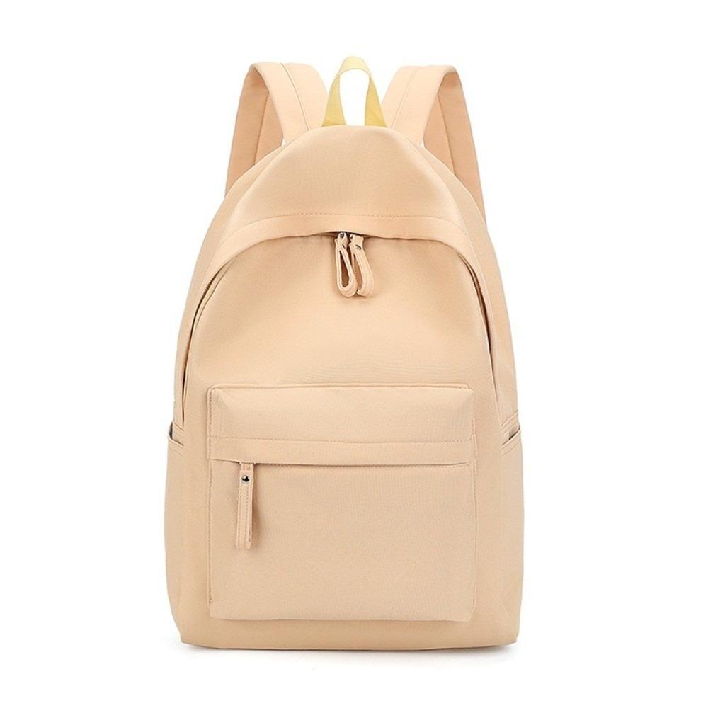 Solid Color Nylon Backpack Large Capacity Korean Style School Bag Rear Plug-in Box Design Travel Backpack for Adults Student