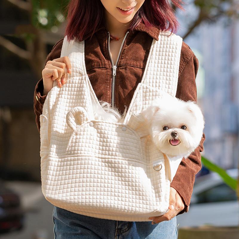 Large Capacity Adjustable Portable Pet Carrier Backpack Comfortable Cotton Pet Outdoor Travel Bag Simple Cross Chest Backpack