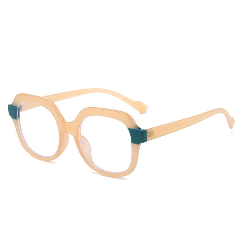 Big Frame Round Double Color Optical Glasses Frames Women Tr90 Anti-Blue Light Spectacle Fashion Clear Lens Computer Eyeglasses