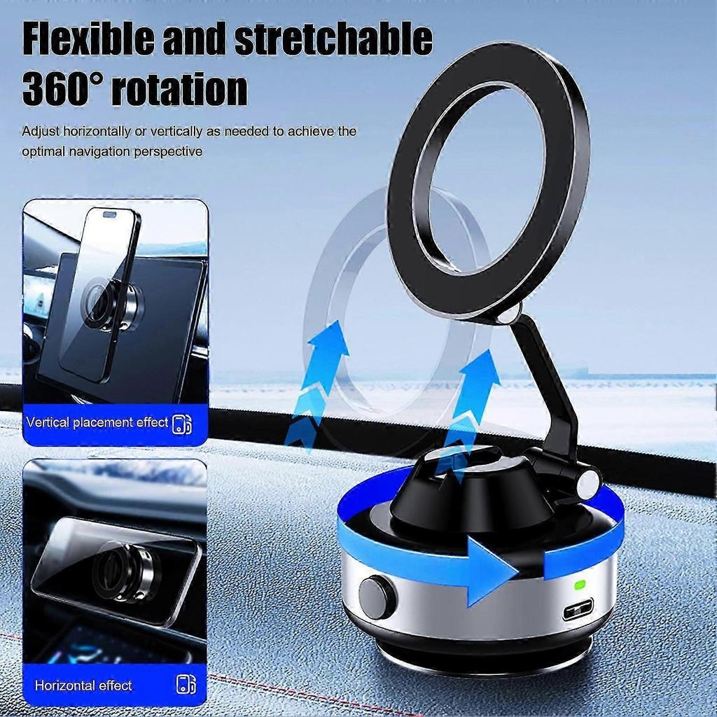Automatic Car Phone Mount  360 Rotating & Rechargeable  for Smooth Surface In Vehicle