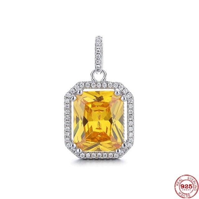 

925 стерлингового серебра полный бриллиантовый кулон розовый желтый циркон ожерелье невидимые прозрачные модные ювелирные изделия подарки для девушки жёлтый