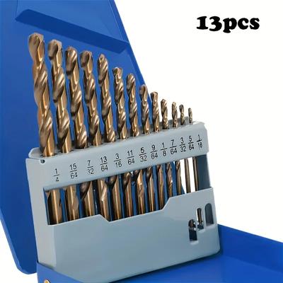13Pcs M35 Cobalt HSS Drill Bit Set, Spiral Drill Bits for Metal, Stainless Steel, Wood & Plastic, Heavy Duty with Storage Case