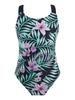 Girls Sleeveless Swimsuit Wide Straps Sapphire Print Horse Stars Pattern One Piece Bathing Suit