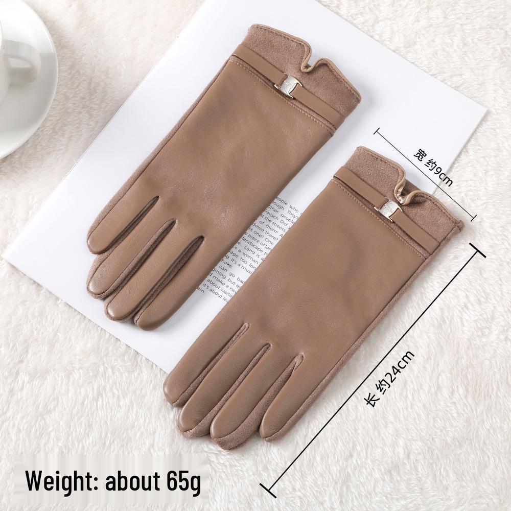 Women's Cute Windproof PU Leather Gloves: Winter Cycling, Driving & Touchscreen Compatible with Thick Velvet Lining