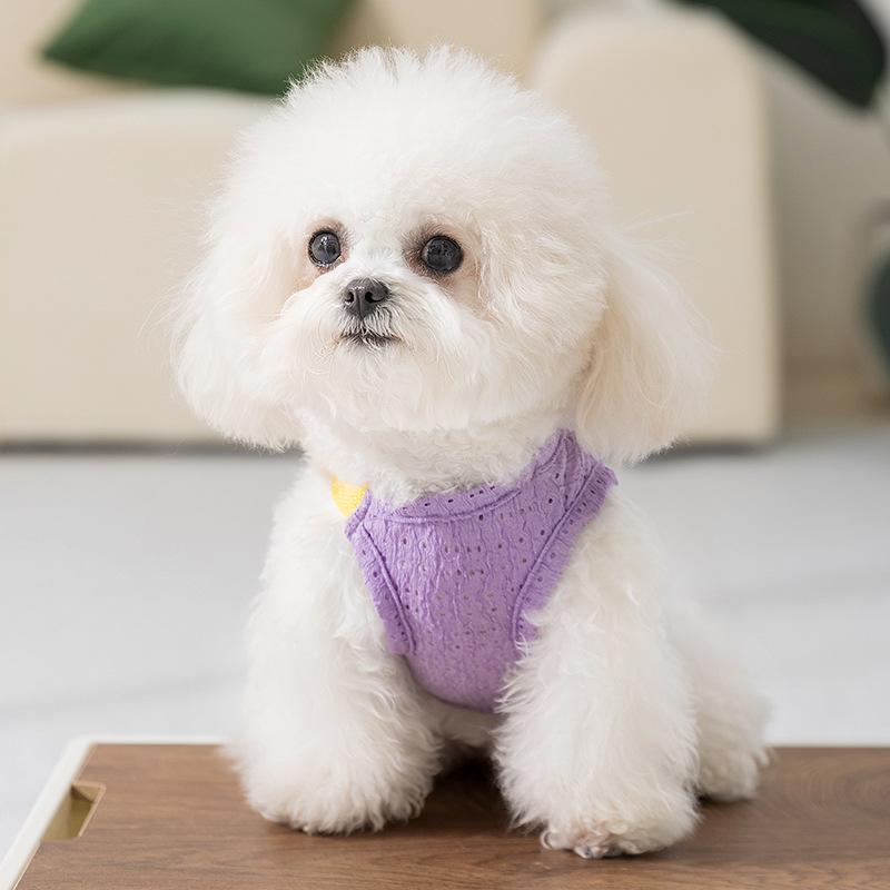 

Dog clothes Hollow strap Printed traction vest Teddy than bear Spring and summer Cool feeling Small dog pet clothes XXL (recommended weight 15-10kg) бонді синього кольору