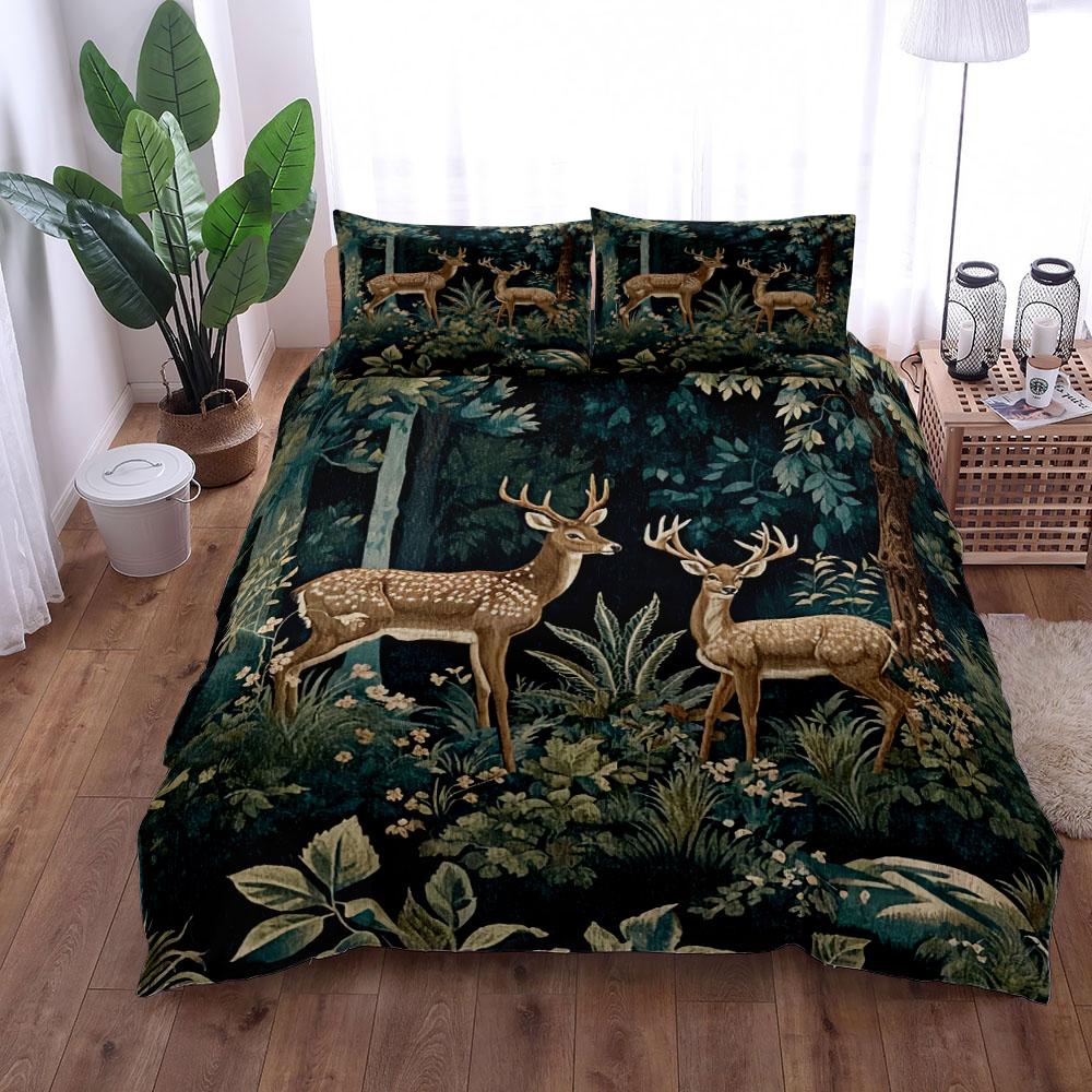 Wildtiere Hirsch Bettbezug Set EU Einzel Doppel King US Twin Full Queen Größe Bettwäsche Set