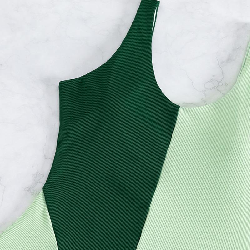 Nouveau Maillot de Bain Une-Pièce Contrasté Épissé pour Femmes