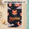 Fox Theme Soft Beach Towel Personalized Custom Name Text Towel Portable for Beach Pool Travel