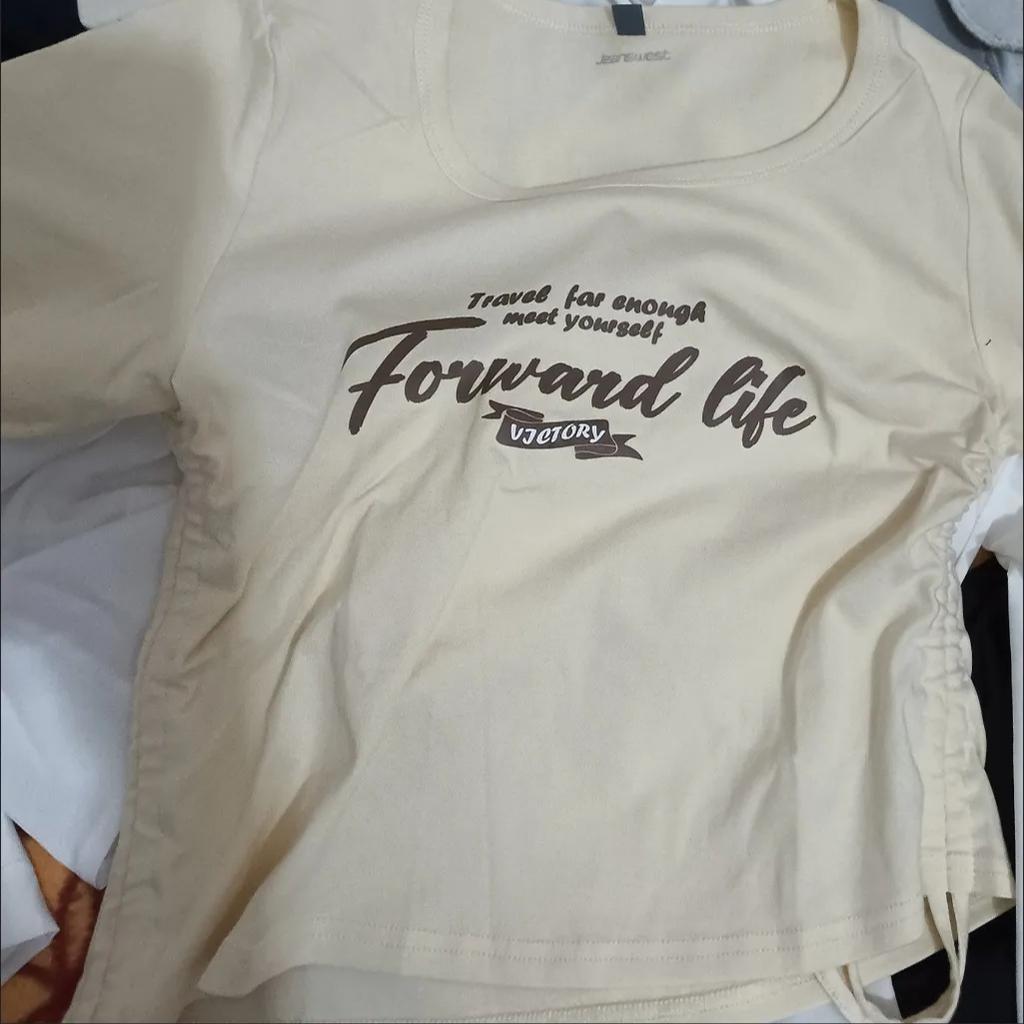 Retro Drawstring Crop Top Women Short Sleeve T Shirt Vintage Summer Clothes