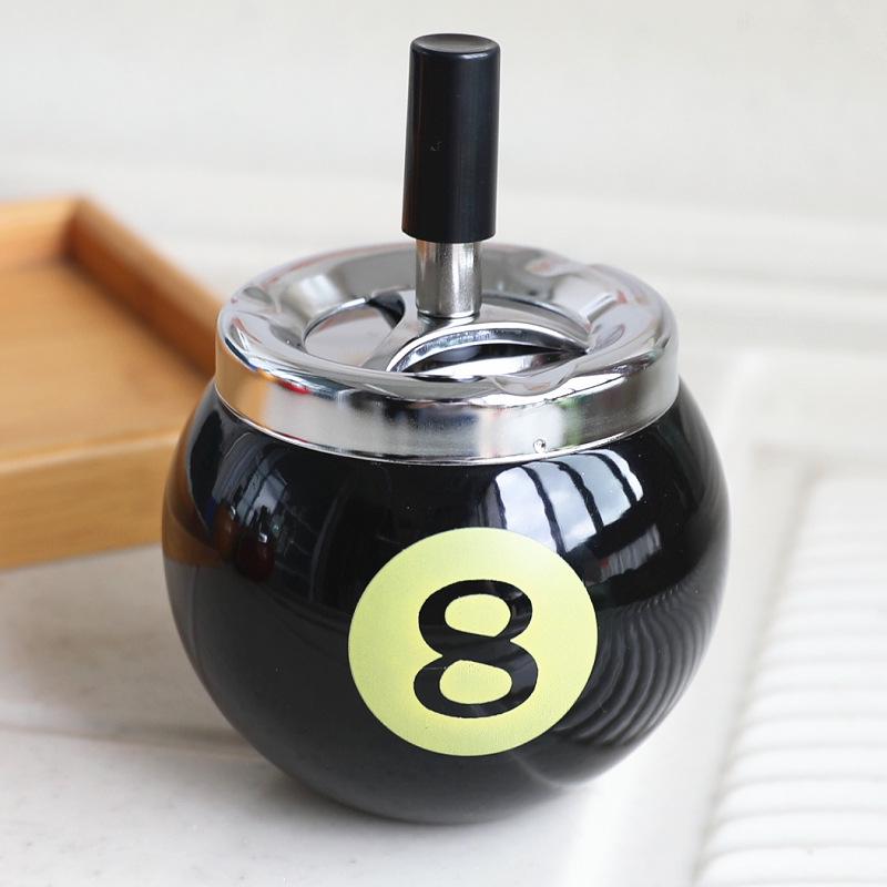 Large Star Moon Billiards Ashtray with Lid - Creative Anti-Fly Metal Iron Decor