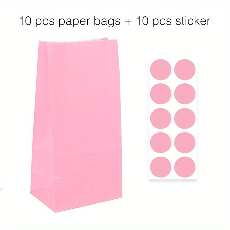 10 Pcs Colorful Solid Stripe and Polka Dot Stand-Up Bags with Stickers - 18x9x6cm Favor Gift Packing Treat Bags for Wedding