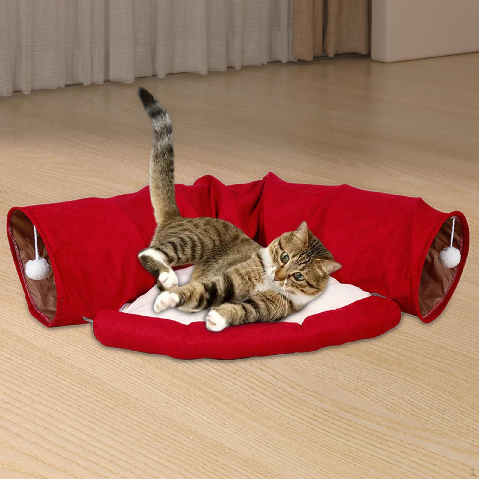 

Игровой туннель для кошек 2 в 1, игровой центр со съемным ковриком, интерактивный для собак, домашних животных, хомяков