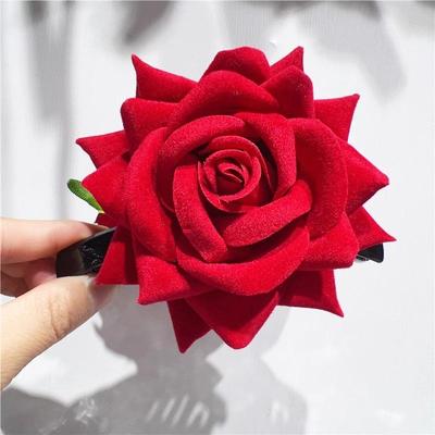 Acessório de Cabeça Realista com Garra de Rosa de VeludoFoto Atmosfera Presilhas de Cabelo Floridas Acessórios de Cabelo Penteado Presilhas de Tubarão