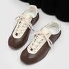 2025 High Quality Casual Retro Comfortable Shoes Cross Tied Patchwork Bicolor Pumps Round Toe Flat with Shallow Lace Up Sneakers