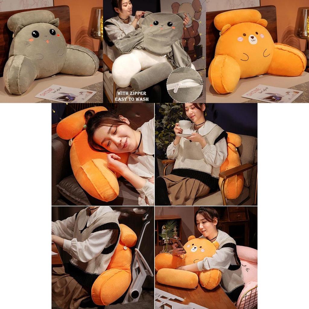 Soft Plush Dinosaur Backrest Cushion With Arms Bedside Pillow Gift
