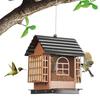 Outdoor Hanging Bird Food Feeder House Shape Metal Feeding Dispenser Double-layer Bird Food Cage For Attracting Wild Birds