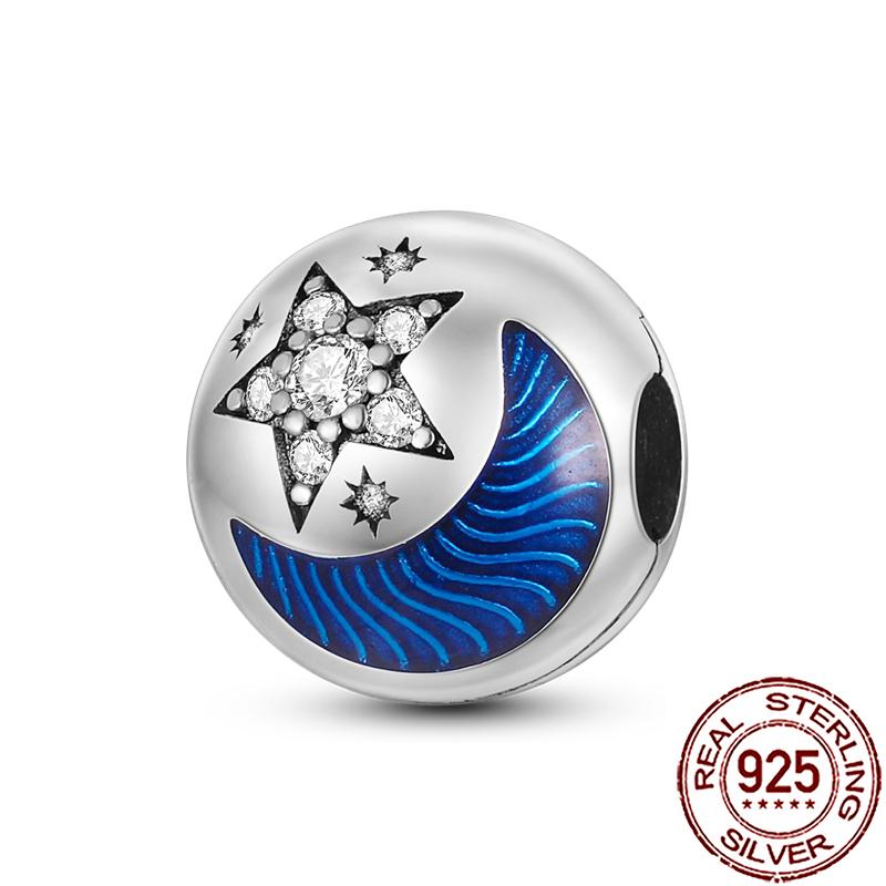 Charms Copper Moon Star Night Sky Galaxy Celestial Dangle Beads Fit Snake Chain Bracelet Necklace Women Diy Jewelry