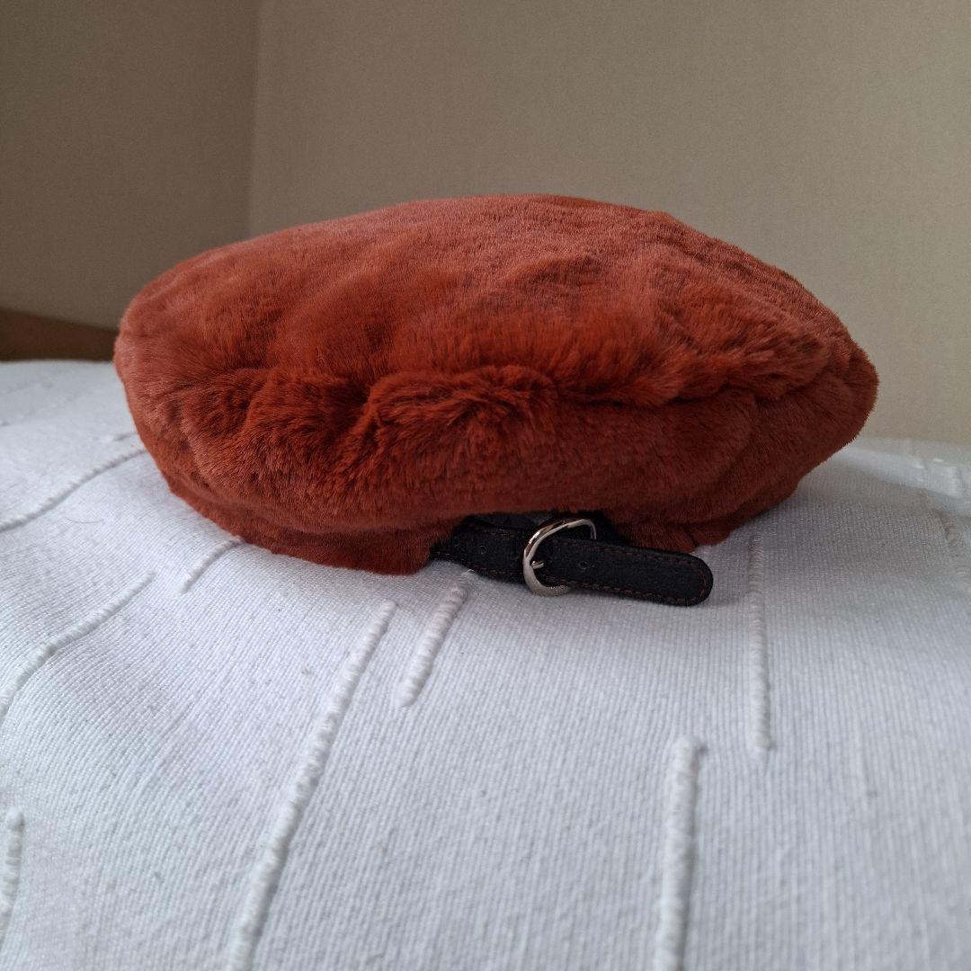 Used KIJIMA TAKAYUKI Fur Beret Brown Orange Tea Free
