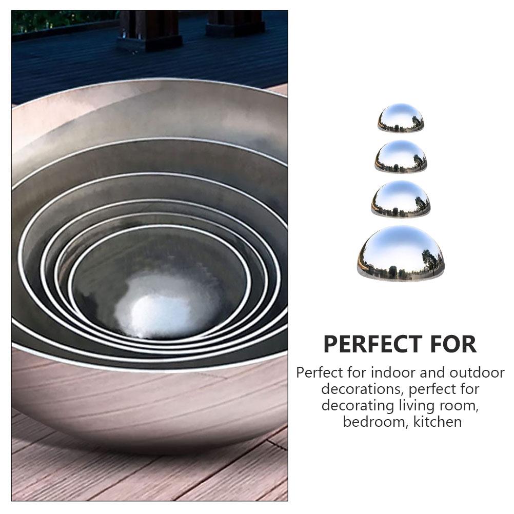 4 Pcs Lawn Reflective Ball Stainless Steel Ground Decoration Set Mirror Spheres Earth Gazing Balls Hemisphere