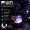Mysterious Home Decor Gothic Dragon Night Light, Resin Statue with Purple Glowing Crystal Dark Atmosphere Light Sphere, Fantasy Table Lamp for